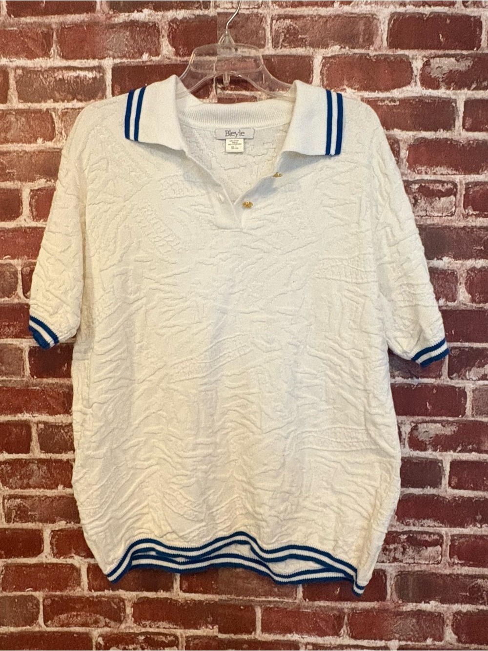 Bleyle White Polo Sweater with Blue Trim